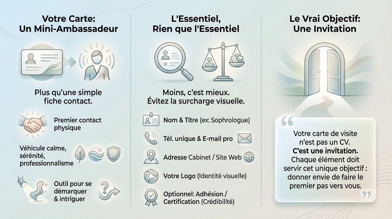 Exemple de carte de visite sophrologue épurée et professionnelle
