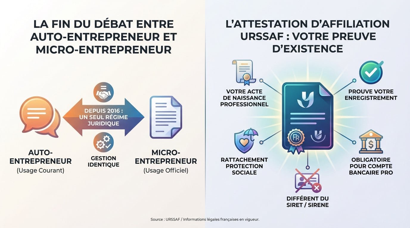 Différence entre auto-entrepreneur et micro-entrepreneur et attestation URSSAF