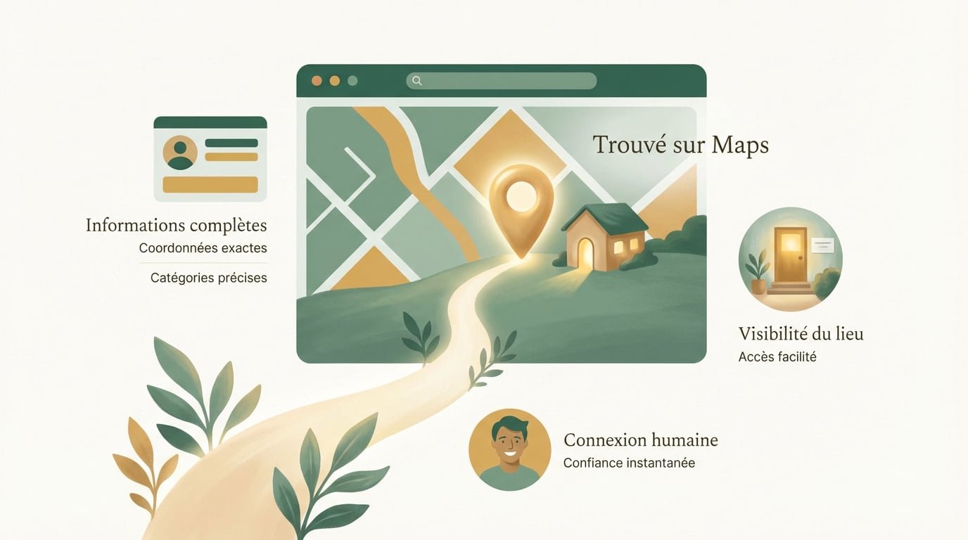 Interface de gestion Google Business Profile pour un cabinet de thérapie locale