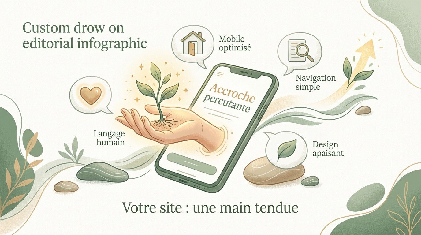 Design apaisant d'un site web pour thérapeute