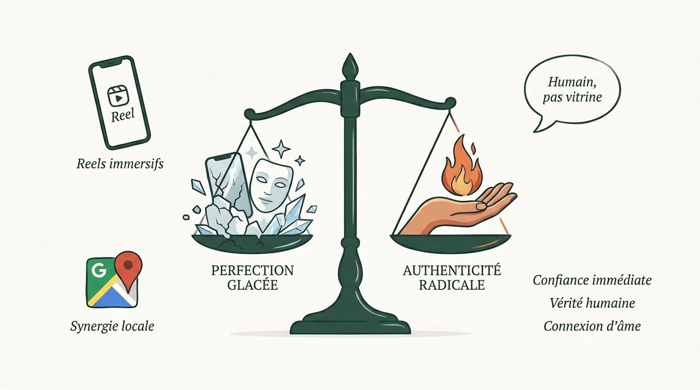 Équilibre entre perfection glacée et authenticité radicale sur Instagram