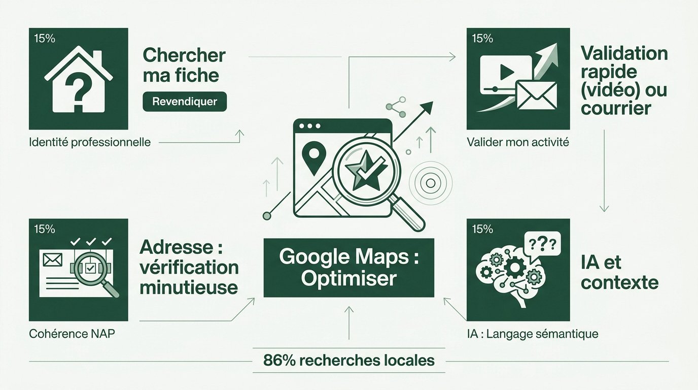 Infographie expliquant comment optimiser sa fiche Google Maps pour un thérapeute