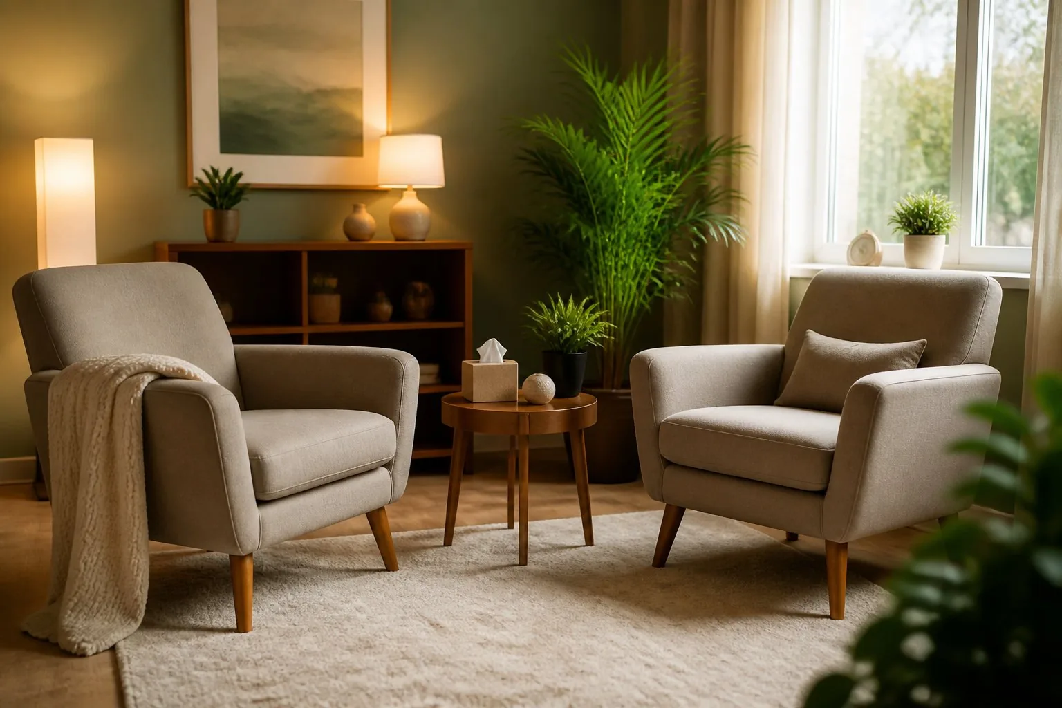 Cabinet de psychanalyste avec fauteuil, photographié pour la fiche Google